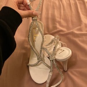 White sparkle heel